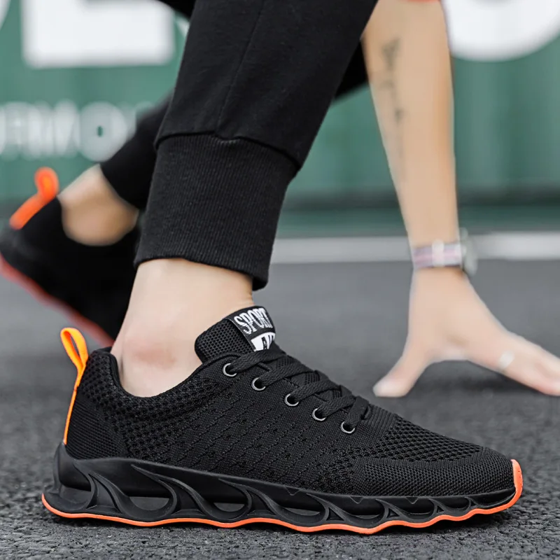 

MEN'S SHOES Summer Breathable 2019 New Style Black And White with Pattern Fly Netting Shoes Korean-style Trend Sports Black Shoe