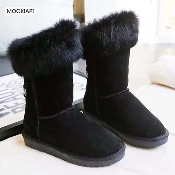 

China's most fashionable women's snow boots in 2019, real sheepskin, natural wool, five colors, high-cylinder women's shoes