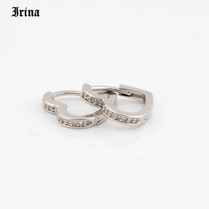 Hoop Earrings Small Heart-shaped earring 585 rose gold color with exquisite zircon fashion earrings Jewelry Wedding accessories