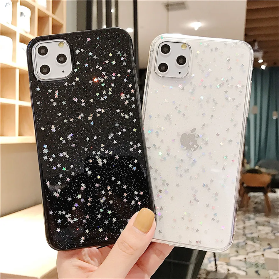Для Apple iPhone 11 Pro 11 X XS XR Max 6 6s 7 8 Plus Блестящий мягкий прозрачный силиконовый милый чехол