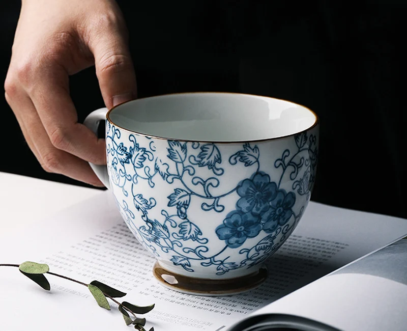 400ml Ceramic Coffee Mug Large Tea Cup Lovely Flower Hand Painted Breakfast Milk Tea Mug Porcelain Latte Coffee Cups Gift Drinkware  (12)