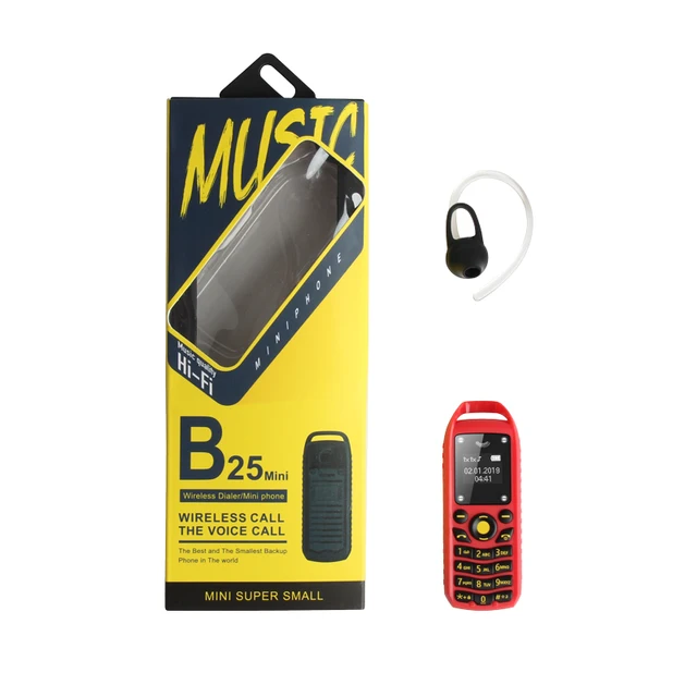 Mini Mobile Phone B25 Wireless Bluetooth Earphone hand free Headset Unlocked Cellphone Dual SIM Card 6
