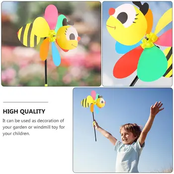 

4pcs Garden Cartoon Windmill Plug-in Bee Shape Windmill Decoration Kid Toys