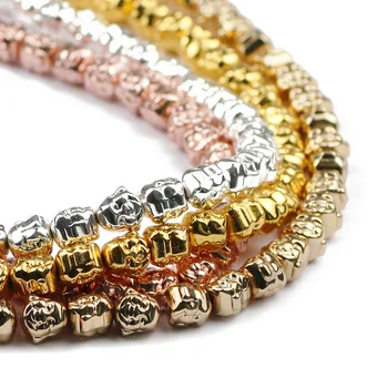 

TREBGK Rose Gold Silvers Maitreya Buddha head Hematite Natural Stone 8mm Loose Beads For Jewelry Making Diy bracelet accessories