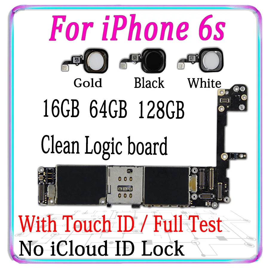 Для iPhone 6S материнская плата с/без Touch ID, оригинальная разблокированная материнская плата для iPhone 6 S Бесплатный iCloud IOS