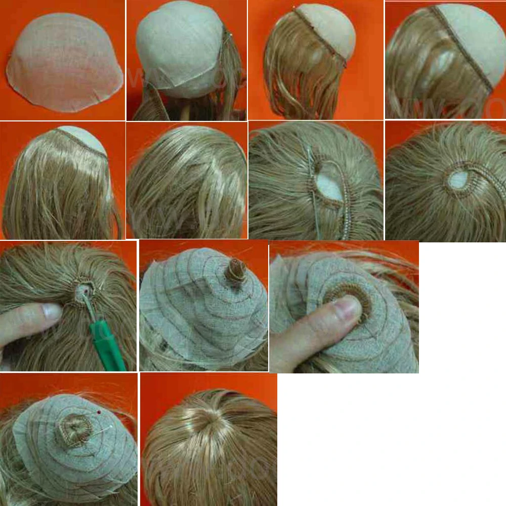 Doll Wigs doll accessories doll wigs toy wigs doll wig headgear mohair wig Handmade Headgear Nude Color Fixed-Wig Hairnet Wig Caps Hairs Toy For 1/3 1/4 1/6 1/8 1/12 Doll Accessories 1Piece