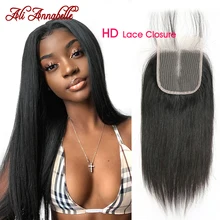 HD кружевное закрытие бразильские прямые человеческие волосы прозрачное HD кружевное закрытие средняя часть полные концы 10-22 дюймов ALI ANNABELLE