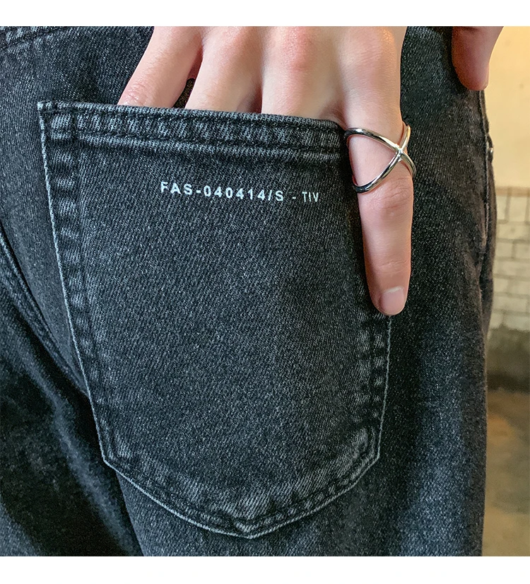 Мужские и женские уличные хип-хоп шаровары Striaght Trousers Harajuku Мужские Винтажные черные джинсы тонкие повседневные узкие джинсовые штаны