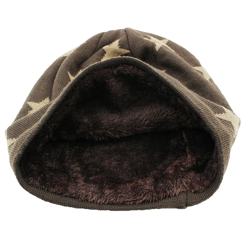 ALTOBEFUN Мужская зимняя шапка Кепка Skullies шапка со звездами дизайн зимние шапки для мужчин женщин искусственный мех теплая вязаная шапка BHT034
