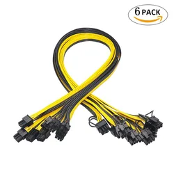 6-Pack PCI-e 6-Pin to 8-Pin GPU Power Cables (50cm) for Graphic Cards and Mining
