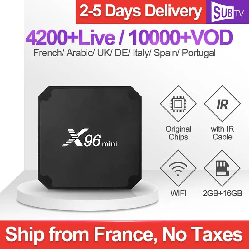 

X96 mini IPTV France Box Android 7.1 2G 16G 1 Year SUBTV Code Arabic French IPTV Box X96mini Belgium Dutch Portugal IP TV Box
