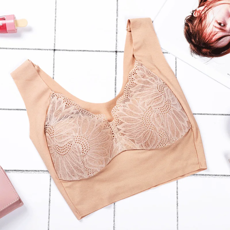 Seamless Lace Bra Sexy Lingerie Thin Comfortable Wire Free Underwear Unpadded Women Bra Bralette Breathable Stretch Top Bra Cup