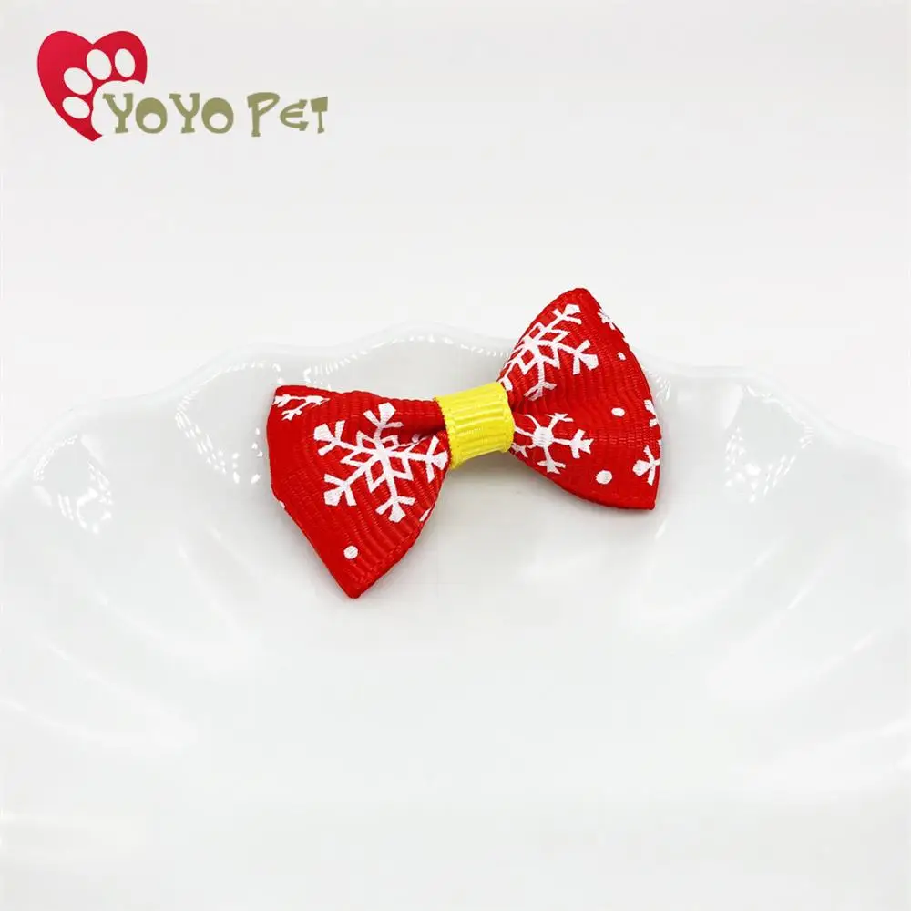 Товары для ухода за домашними животными Тедди на Рождество бант повязка на голову Резиновая лента кошка собака голова цветок взрыв - Цвет: Snowflake red