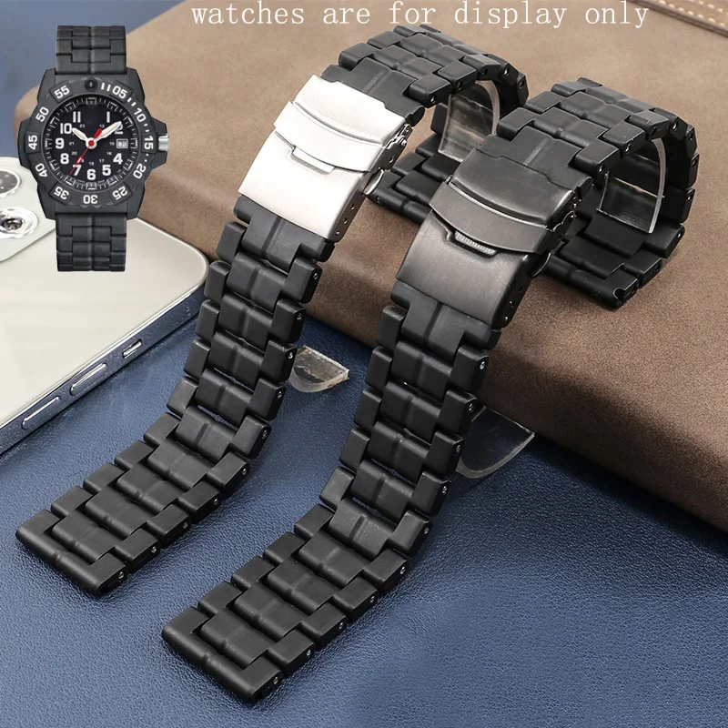 

Replacement Belt For Luminox 3051 3050 3080 8800 Men's Watchband Carbon Fiber Plastic Steel Strap 23mm Black Bracelet