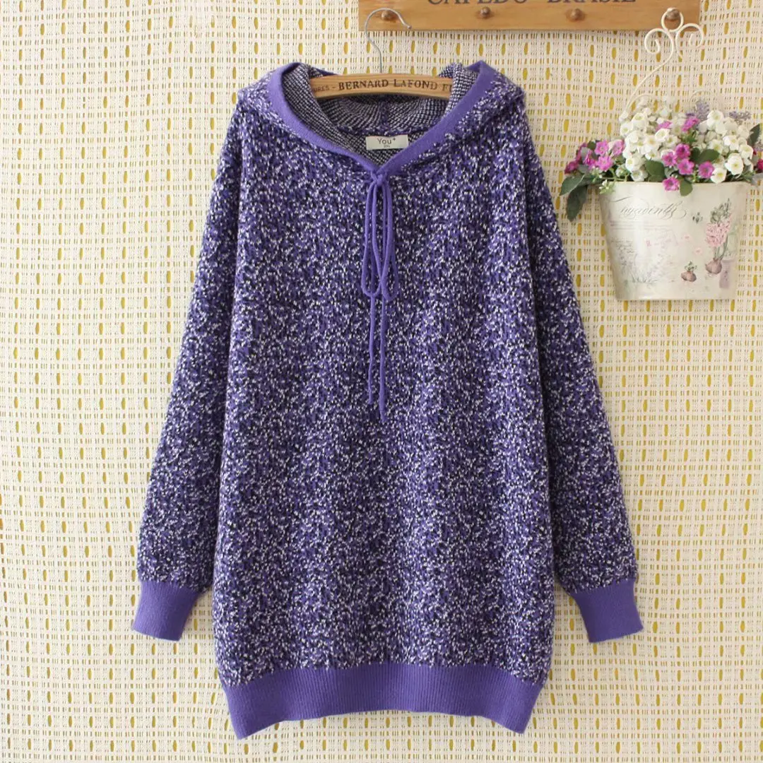 

Plus-sized Hooded Sweater 2019 Fall And Winter Clothes New Style Casual Solid Color Loose-Fit Slimming Knitted Pullover Base Shi