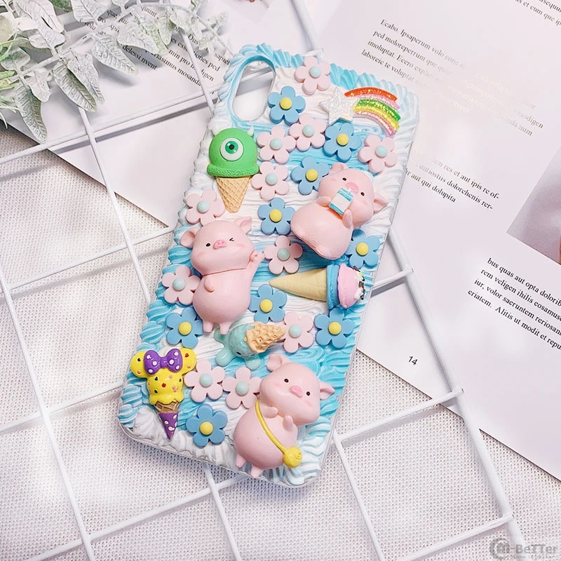 Чехол для iPhone 11 pro max DIY ip XR XS Max милый 3D чехол телефона pig ip7/8 plus кремовый ручной