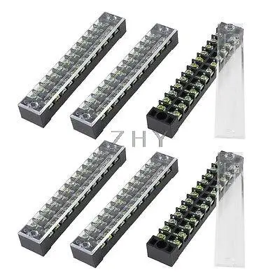 

600V 15A 12 Positions Double Row Screw Terminal Barrier 10 Pcs