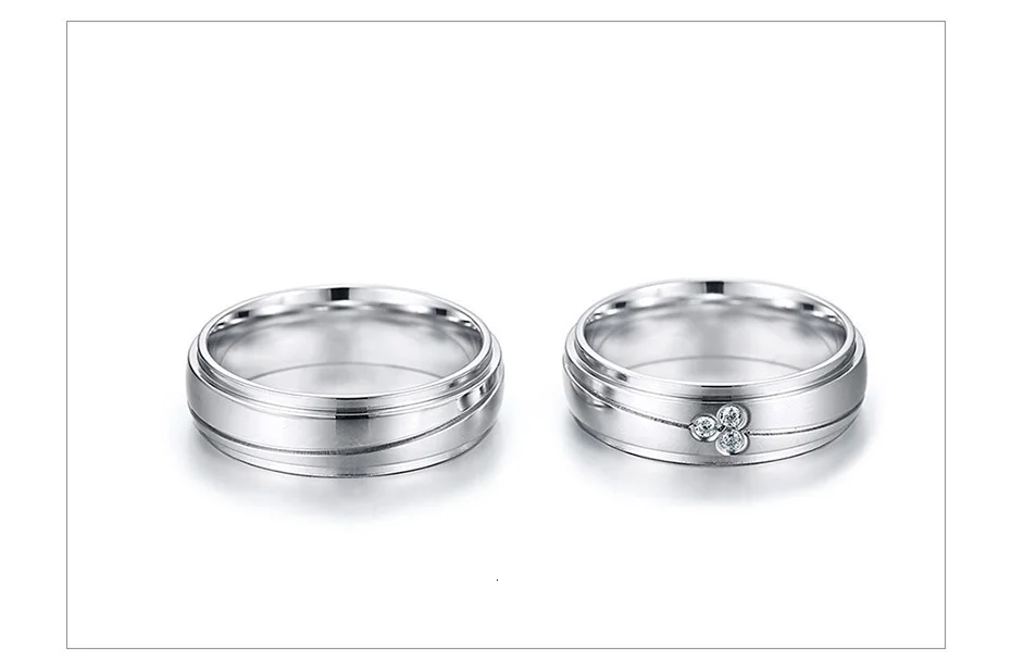 Vnox Elegant Couple Rings For Women Men Stainless Steel Wedding Bands AAA CZ Stones Trendy Anel Alliance Gift