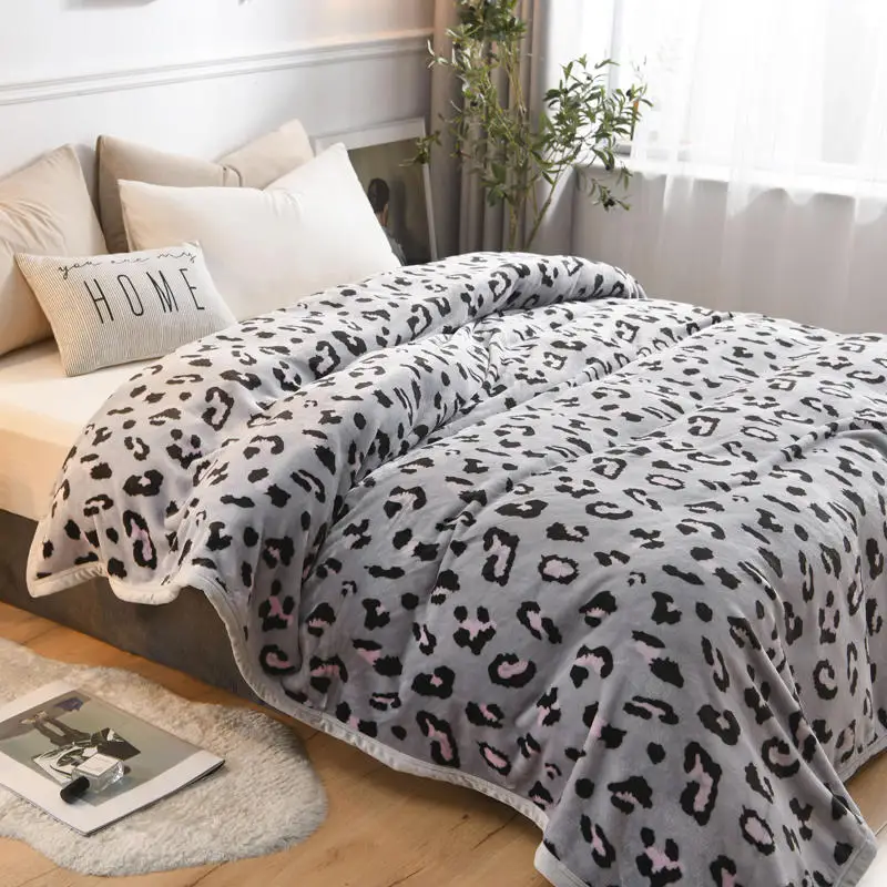 cobijas de sofa decorativas franela polar cebra leopardo par cama edredon suave y grueso viaje en casa coche piel lanza ropa de cama de invierno
