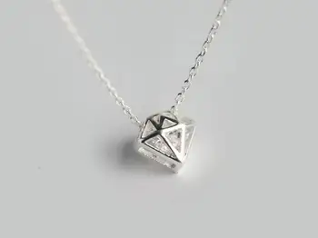 

Real. Korean 925-sterling-silver Geometric Cut Out Necklaces & Pendants with cz AAA+ Stone Gift promised love charms gtlx508