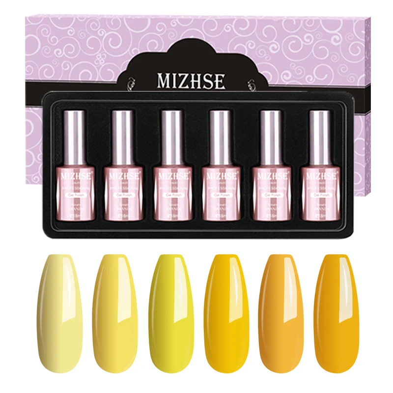 

MIZHSE UV Colors Gel Nail Polish Nail Kits For Nails Semi Permanent Gel Varnish Nail Polish Set Yellow Color Series For Nails
