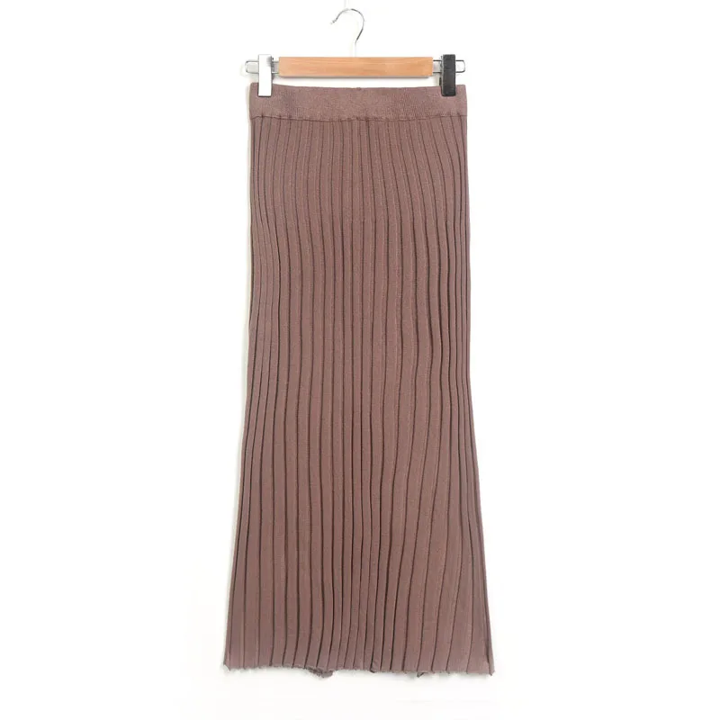 Autumn and winter women's skirt casual solid color button decorative knit slim skirt