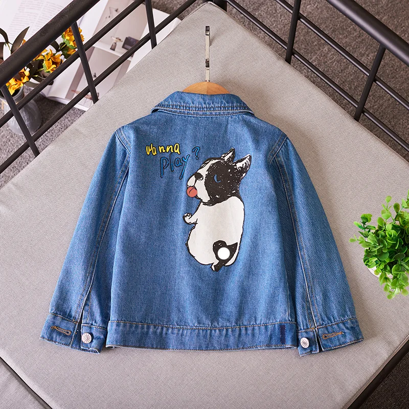 

2019 Autumn Clothing New Style Korean-style Girls Long Sleeve Cartoon Jeans Coat Childrenswear