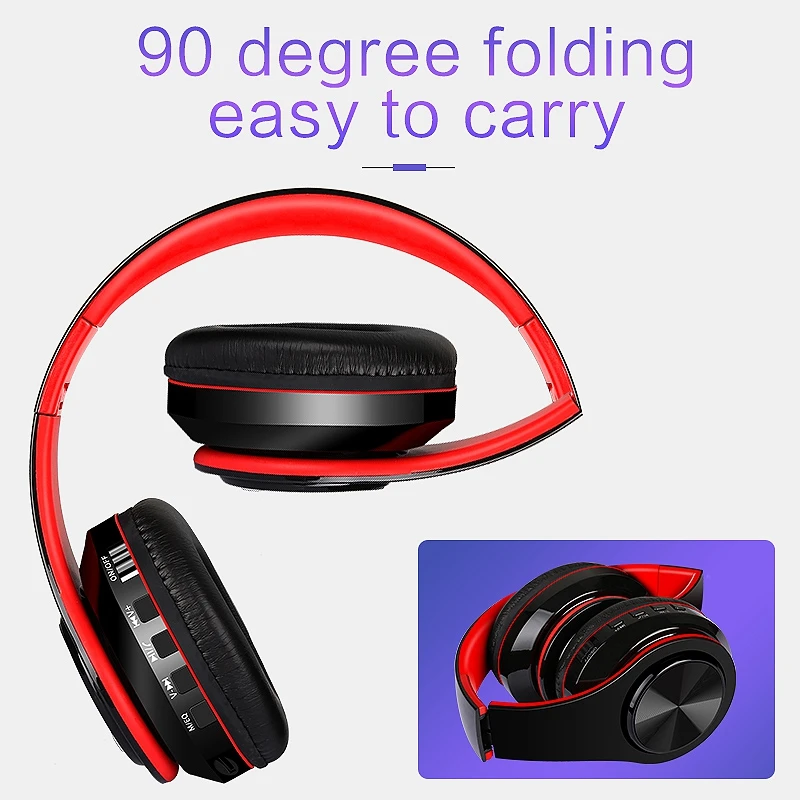 B3 Bluetooth Headset Hi Fi Stereo Wireless Card Foldable Bluetooth Headset with Wire Mode Built In Micro phone