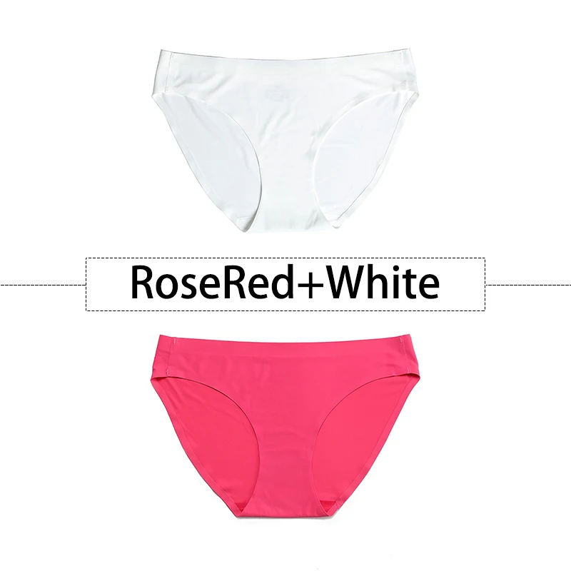 RoseRed-White 2 шт./партия, открытый Шелковый бесшовный трусики для женщин, нижнее белье сексуальные плавки, цельное нижнее белье с открытой спиной и низкой посадкой, женское XS-L, большие размеры США - Цвет: RoseRed-White