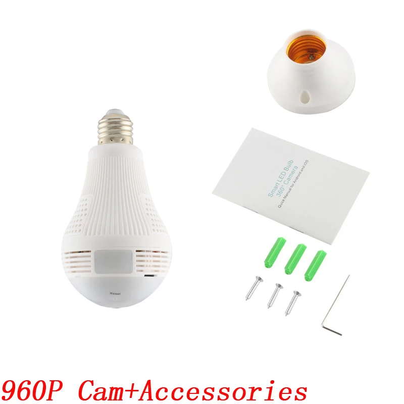 option 1 INQMEGA 960P Wifi панорамная камера лампа 360 градусов рыбий глаз беспроводная домашняя безопасность видеонаблюдение ночная версия двухстороннее аудио - Цвет: option 1