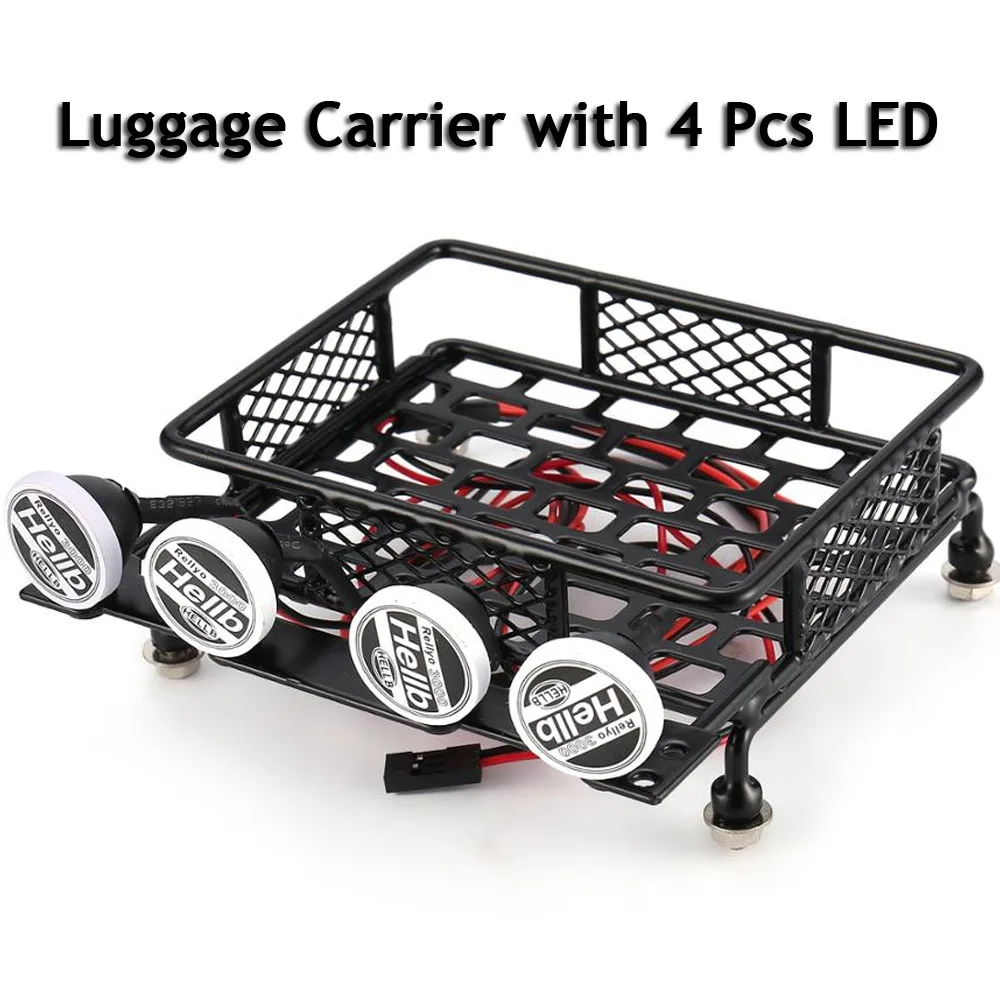 RC Car Roof Rack Luggage Carrier General Type With 4 Round LED Light Bars Truck Crawler For CC01 CR01 SCX10 | Игрушки и хобби