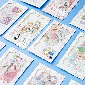 

40 pcs/bag Japanese Stationery Stickers Cute boy girl Sticky Paper Kawaii Diary DIY sticker For Decoration Diary Scrapbooking
