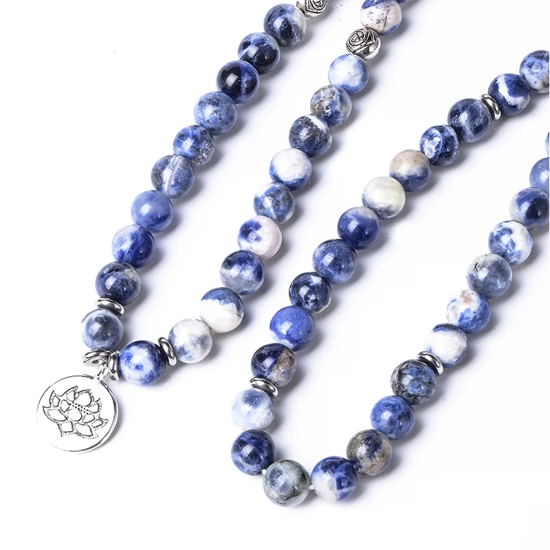 Bracciale Mala Elastico Con Ciondolo Buddha - Perle In Pietra Naturale Per Meditazione E Yoga - Scegli Il Colore