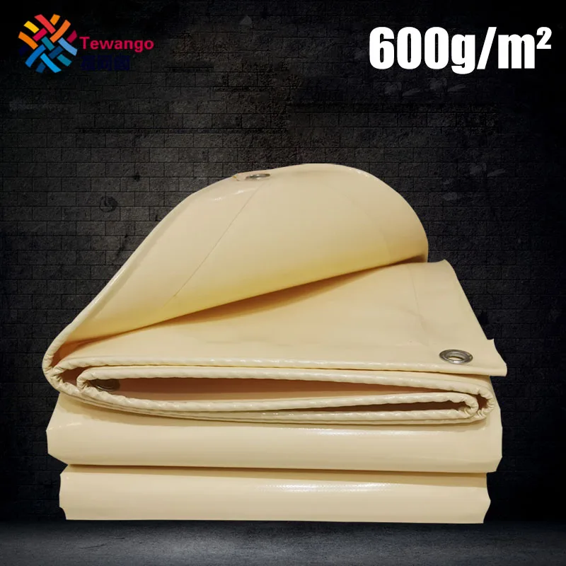

Tewango Waterproof 1000D Beige Square Rectangle Tarpaulin 600gsm UV Resistant Tarp PVC Coated Yard Sail Awning