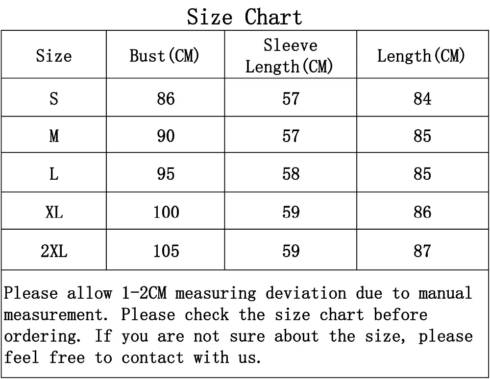 Sweater Size Chart