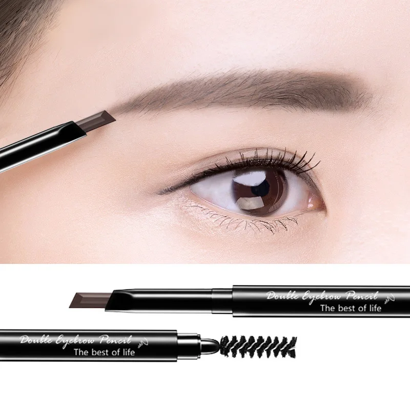 LAIKOU EyeBrow Pencil Cosmetics Makeup Natural Long Lasting Double headed Automatic Eye brow Makeup Waterproof Black 2