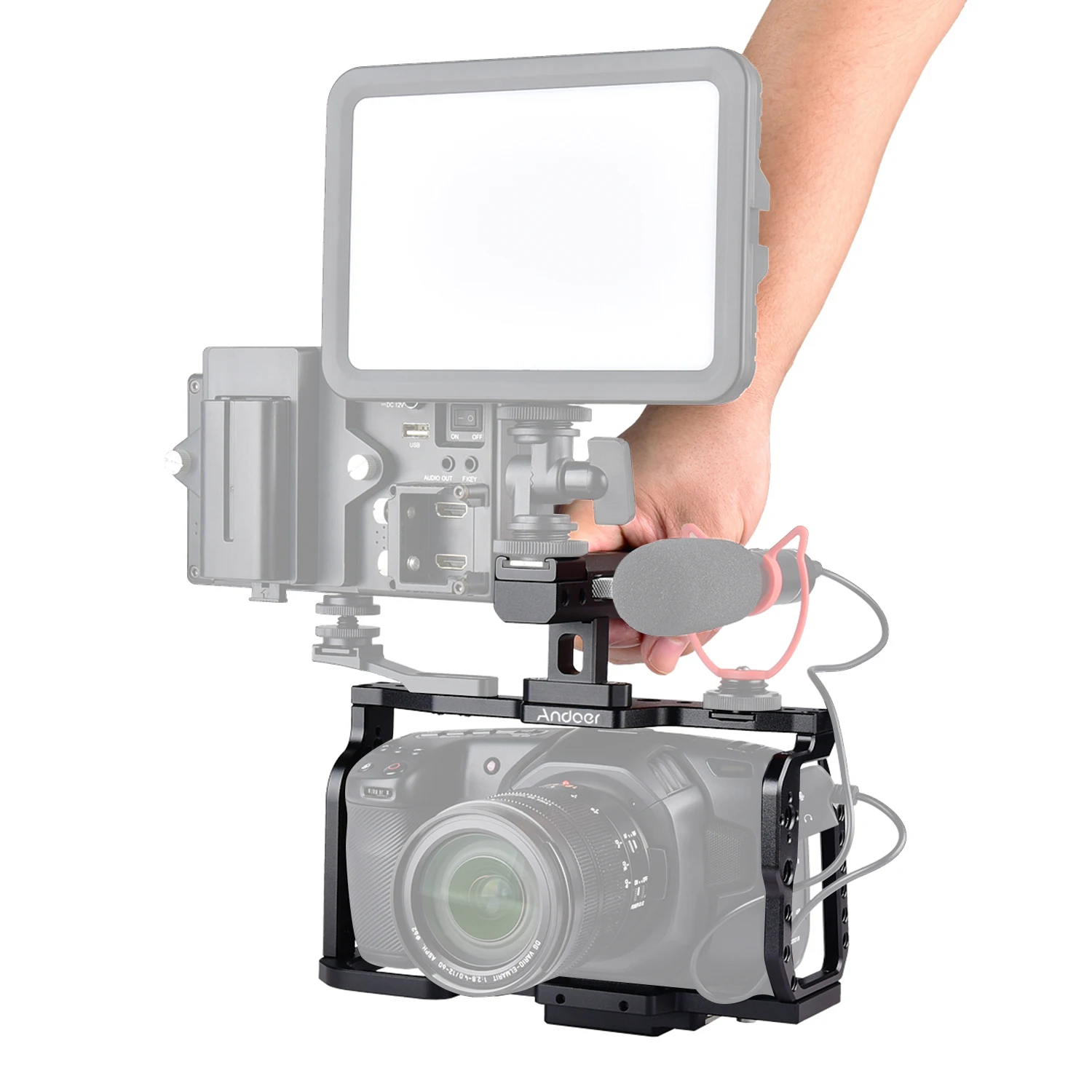 Камера andoer Cage для Blackmagic Pocket cinema 4 K/6 K BMPCC 4K 6K ручка для видеосъемки стабилизатор монтажный адаптер