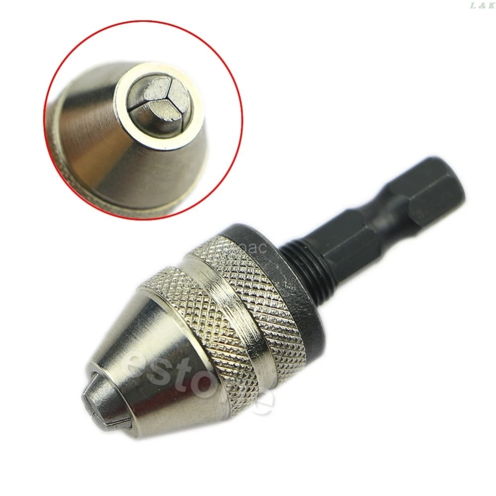 1/4 Keyless Drill Bit Chuck Hex Shank Adapter Converter 0.3mm3mm Quick