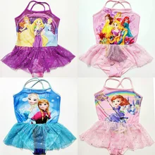 New Girls 3-10Y Swimsuit Elsa & Anna One Piece Children Swimwear Baby Swimsuit Bathing Suit Summer Style For Kids Princess