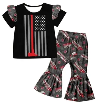 

spring &summer style outfits boutique usa fire policeman design boy wear clothing