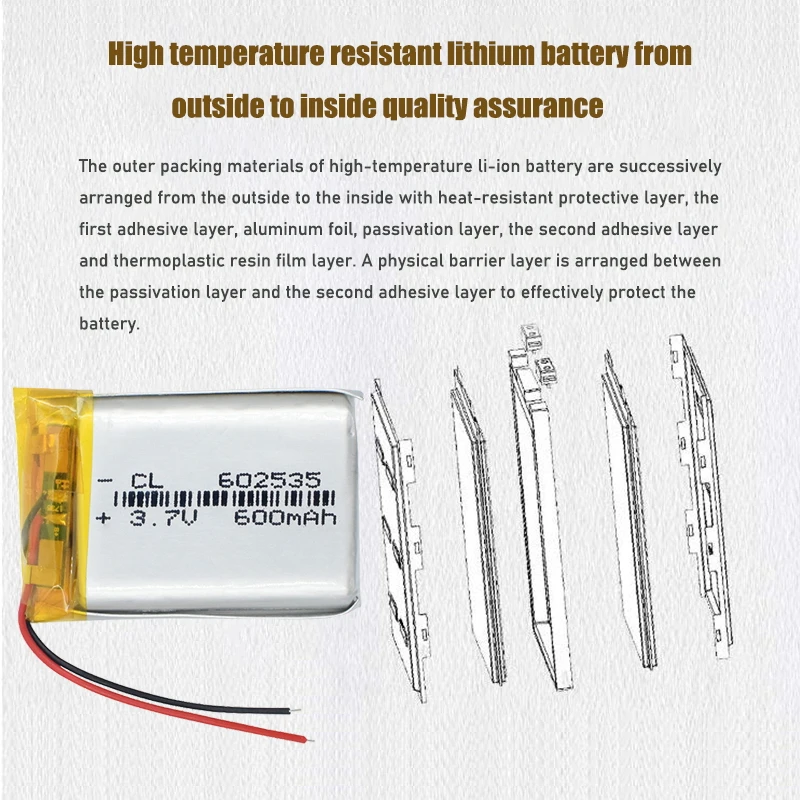 Supply lithium battery lithium polymer Rechargeable battery 602535 600 mah 3.7V For MP3 MP4 MP5 GPS PSP MID Bluetooth Headset Rechargeable Lithium Batteries