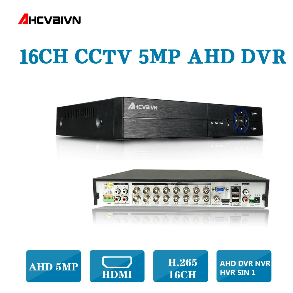 

5 in 1 H.265+ 16ch AHD video hybrid recorder for 5MP/4MP/3MP/1080P/720P Camera Xmeye Onvif P2P CCTV AHD DVR support USB 3G wifi