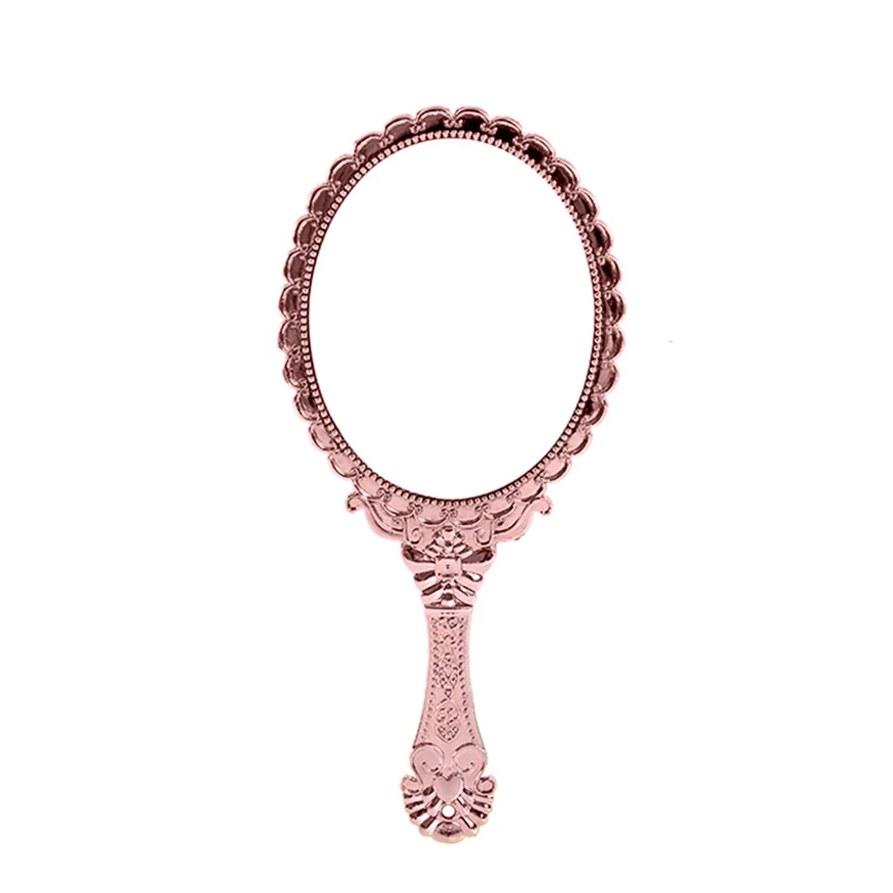 Мини портативное винтажное зеркало для рук зеркало для макияжа розовое цветочное овальное круглое косметическое ручное зеркало с ручкой для женщин - Цвет: 02
