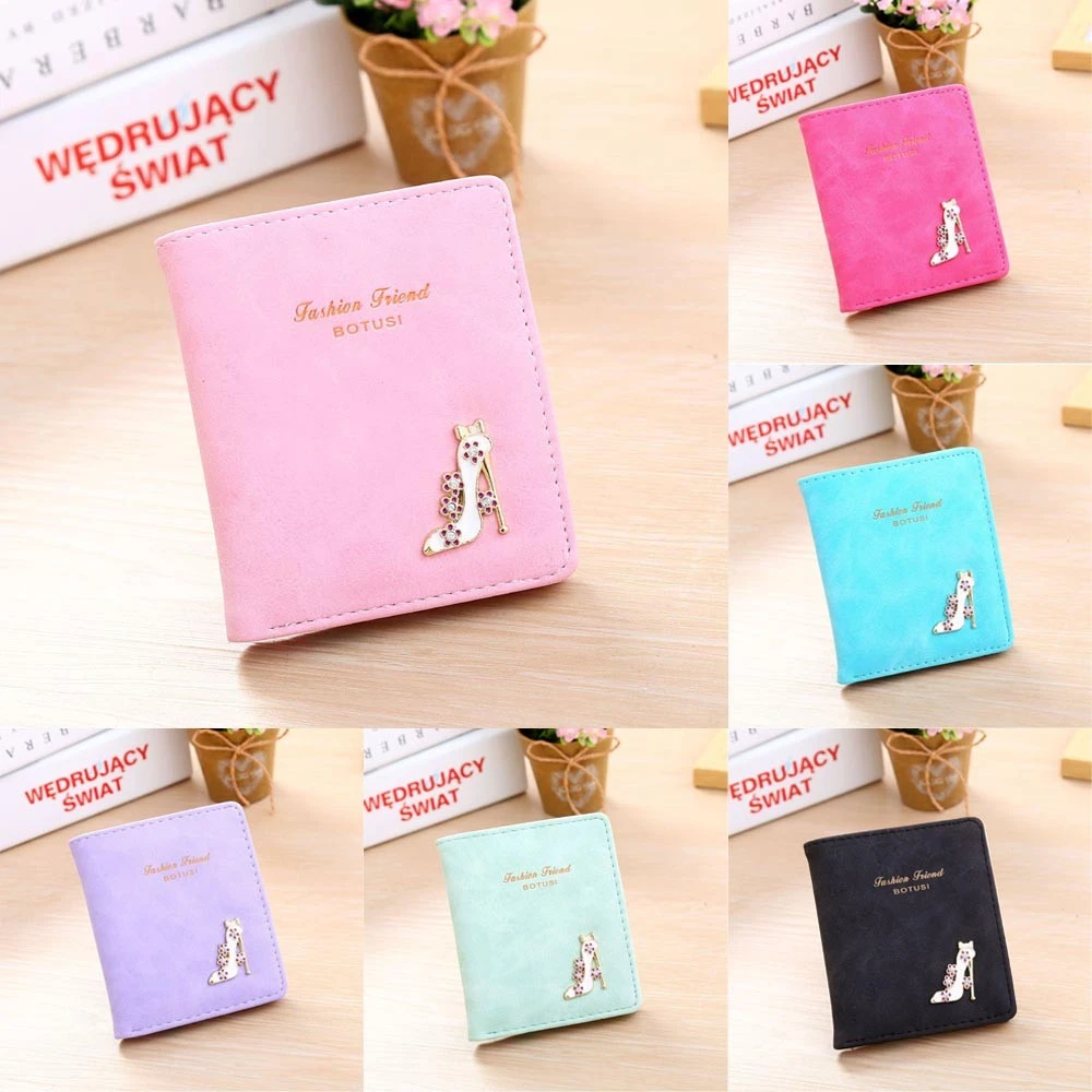 Women Wallet Small Leather Female Short High Heel Pattern Handbag Wallets Purse Card Clutch Carteira Slim Portefeuille Femme 814