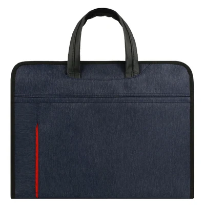 A4 Briefcase Laptop Case Document Bag Men Women Portable Business Conference Office Paper Organizer Zipper Large-capacity Folder - Цвет: Тёмно-синий