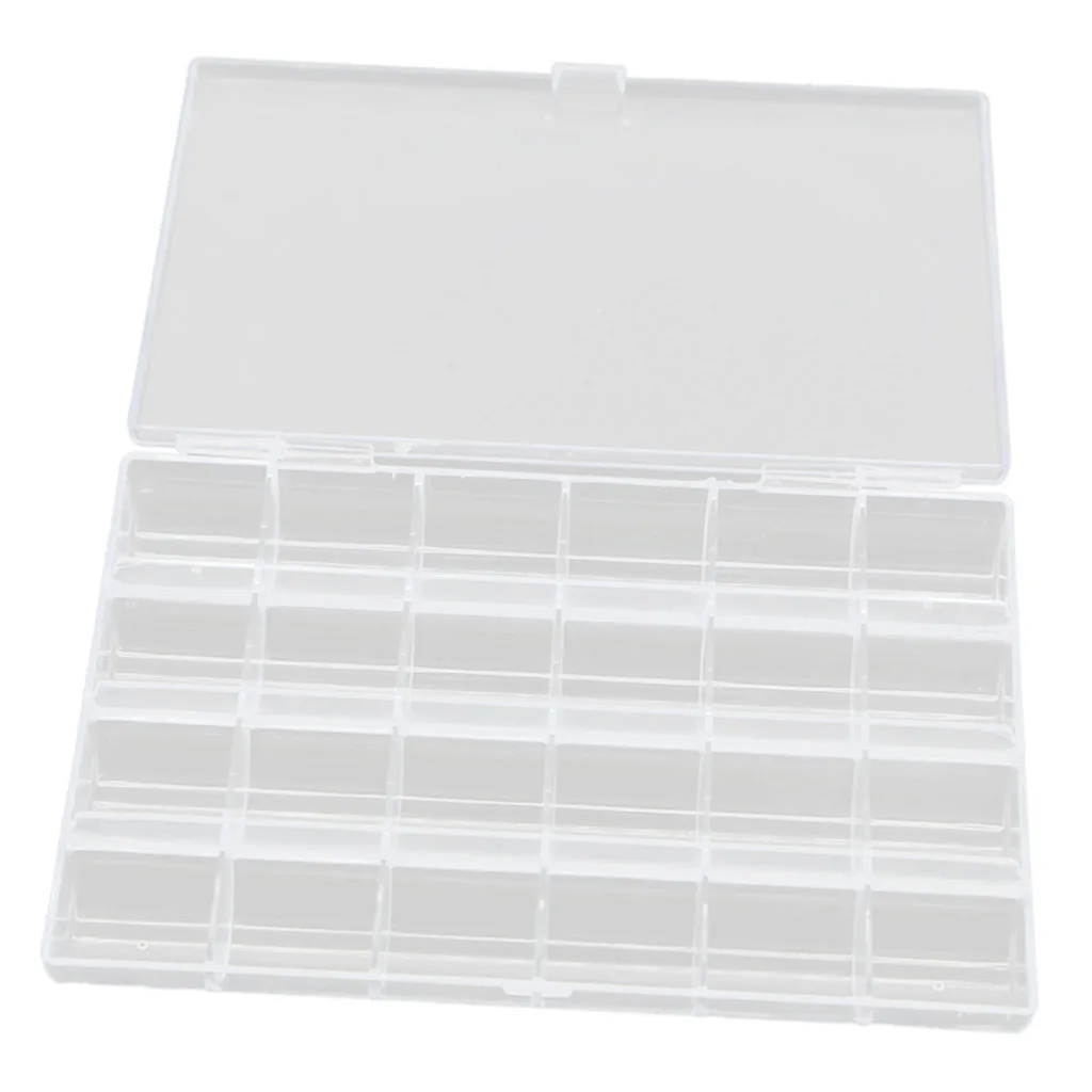 24 Grids Clear Plastic Organizer Box with Dividers for Sorting Earrings Rings Beads & DIY Craft Screws