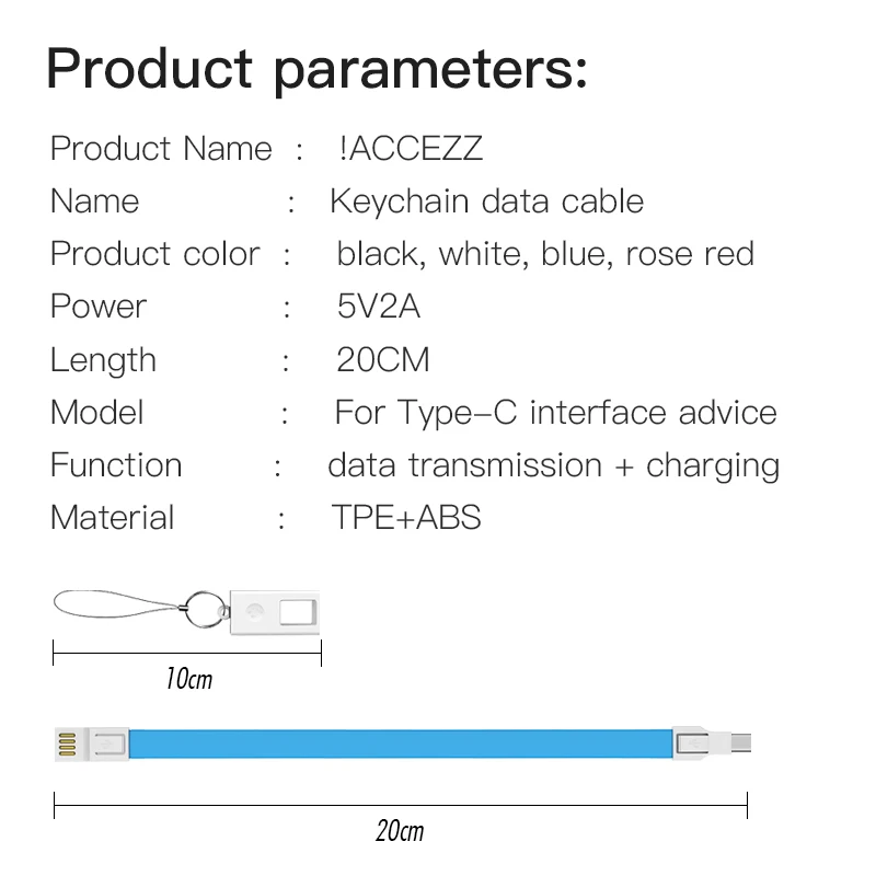 ACCEZZ мини брелок type C USB кабель зарядное устройство кабель для huawei P30 P30 Pro samsung S9 S10 Портативный usb type-C USB-C короткий провод