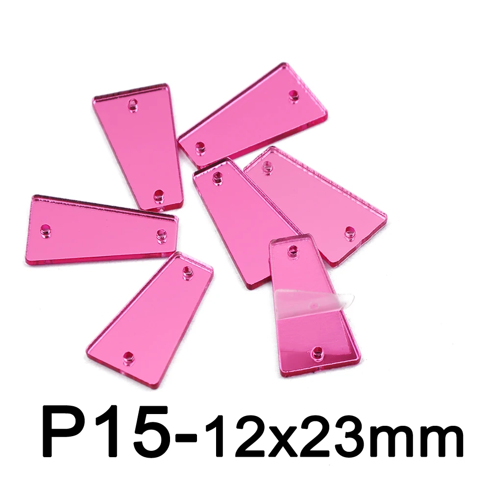 P15-12x23mm 30pcs Стразы с розами 30 шт. разноцветные акриловые зеркальные пришивные стразы с плоской задней стороной для шитья камней с отверстиями для блестящей одежды DIY - Цвет: P15-12x23mm 30pcs