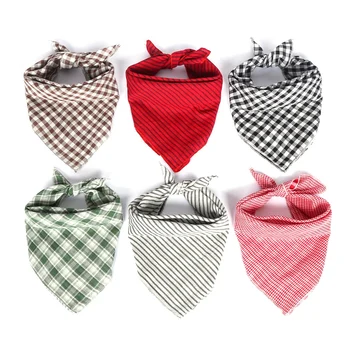 

6PCS Washable Dog Headband Square Lattice Printed Scarf Adjustable Accessories Suitable for Small to Large Dogs and Cats