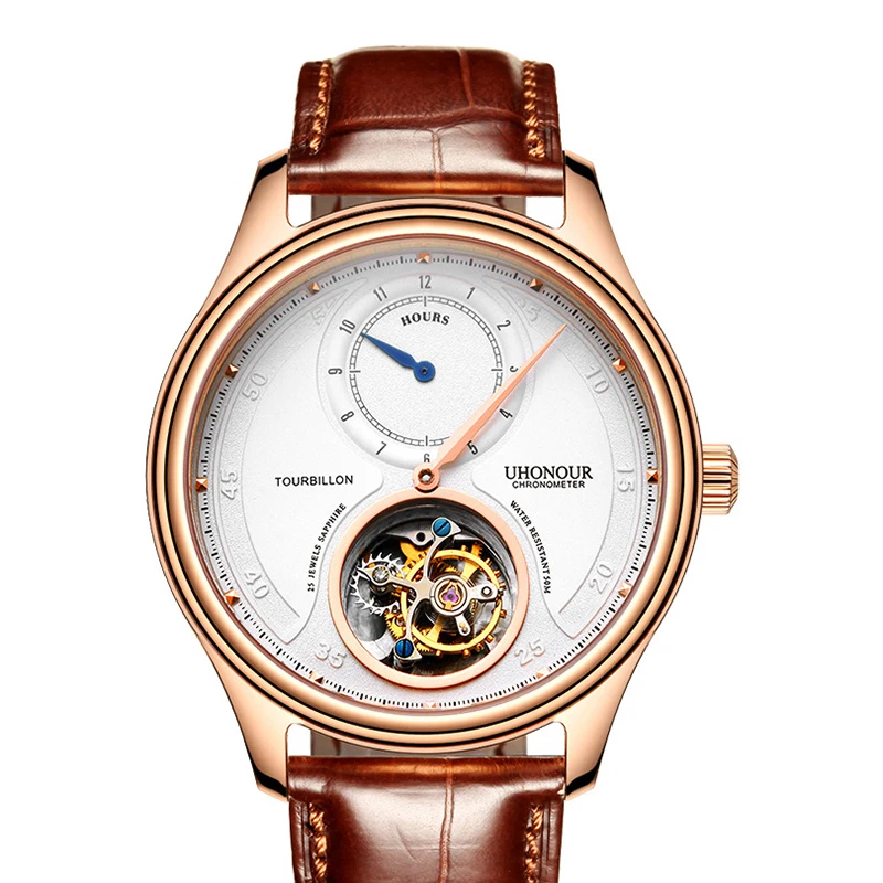 

Switzerland Real Tourbillon Genuine skeleton movement manual mechanical watch men's high-end Genuine Leather